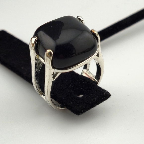 Sterling Silver Modernist Black Onyx Statement Ring Size 8.5 - Picture 2 of 10